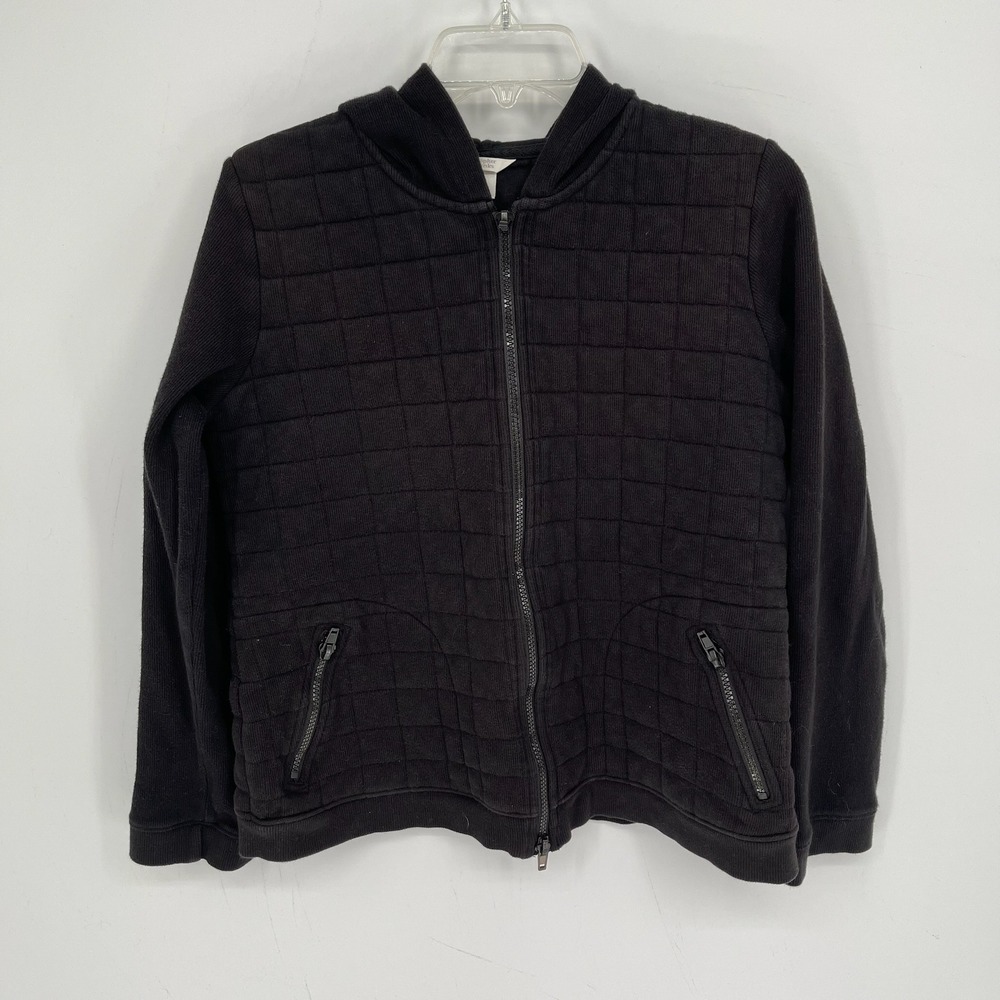 Christopher Banks Women's Black Quilted Full Zip Hooded Bomber Jacket Size M